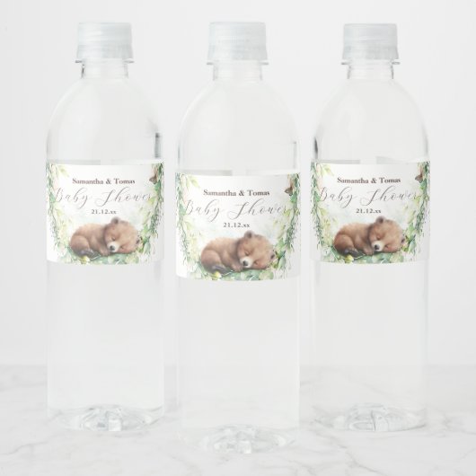 Woodland Dieren Bos groen Baby Jongen Douche Waterfles Etiket (Flessen)