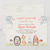Woodland dieren bos vrienden meisje baby shower kaart (Voorkant / Achterkant)