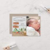 Woodland Dieren Camping Aangepaste Nieuwe Baby Fot Kaart (Voorkant / Achterkant in situ)