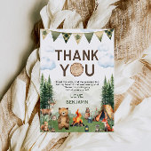 Woodland Dieren Camping Verjaardag Bedankkaart