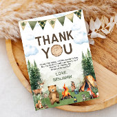 Woodland Dieren Camping Verjaardag Bedankkaart