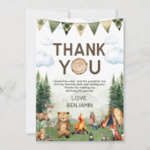 Woodland Dieren Camping Verjaardag Bedankkaart (Voorkant)
