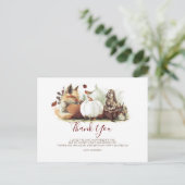 Woodland Dieren en Pompoen Verjaardag Dank u Briefkaart (Staand voorkant)