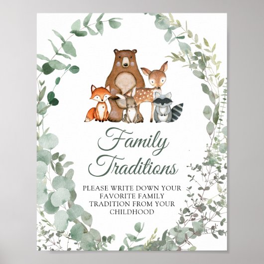 Woodland dieren favoriete familie tradities spel poster (Voorkant)