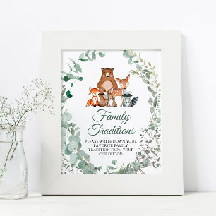 Woodland dieren favoriete familie tradities spel poster