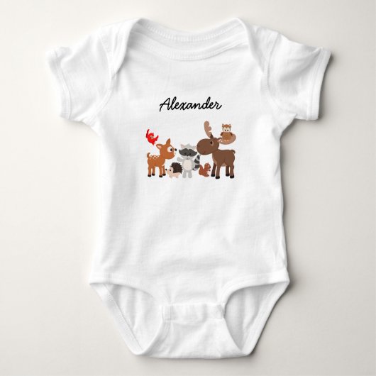 Woodland Dieren gepersonaliseerd Romper (Voorkant)