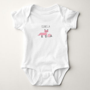 Woodland Dieren gepersonaliseerd roze vossegel Romper