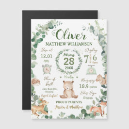 Woodland Dieren Groen Baby Geboorte Print Statisti