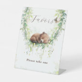 Woodland Dieren Groen Baby Jongen Douche Gunsten Reclamebord Met Voetstuk (Voorkant)