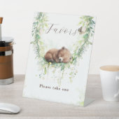 Woodland Dieren Groen Baby Jongen Douche Gunsten Reclamebord Met Voetstuk (Insitu)