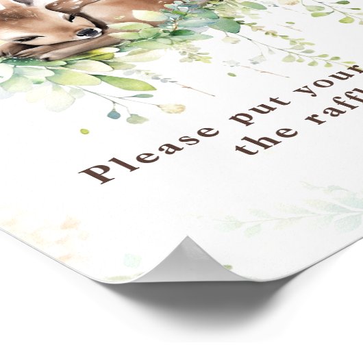 Woodland Dieren Groen Baby Jongen Douche Luier Poster (Hoek)