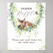 Woodland Dieren Groen Baby Jongen Douche Luier Poster (Voorkant)