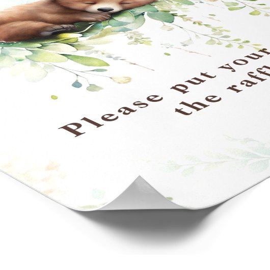 Woodland Dieren Groen Baby Jongen Douche Luier Poster (Hoek)