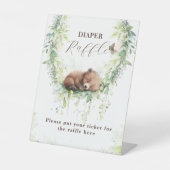 Woodland Dieren Groen Baby Jongen Douche Luier Reclamebord Met Voetstuk (Voorkant)