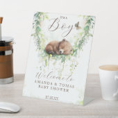 Woodland Dieren Groen Baby Jongen Douche Welkom Reclamebord Met Voetstuk (Insitu)