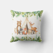 Woodland Dieren Groen Geboorte Stats Kamer Decor Kussen (Achterkant)