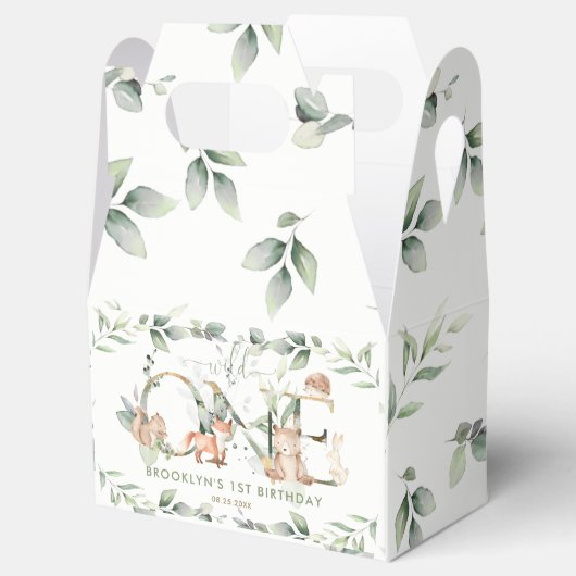 Woodland Dieren Groen Neutraal 1e verjaardag Bedankdoosjes (Geopend)