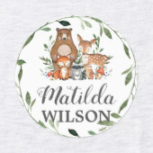 Woodland Dieren Groen School Naam Kleding Labels (Design 2)