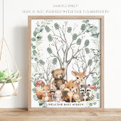 Woodland Dieren Groen Thumbprint Gastenboek Poster