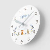Woodland Dieren Kinder Nursery Wall Clock Ronde Klok (Hoek)