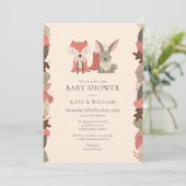 Woodland Dieren Koppel Baby Shower Sprinkle Kaart (Staand voorkant)
