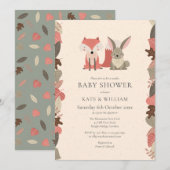 Woodland Dieren Koppel Baby Shower Sprinkle Kaart (Voorkant / Achterkant)