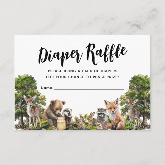 Woodland Dieren Luier Raffle Informatiekaartje (Voorkant)