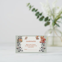 Woodland Dieren Luiers Raffle Kaart Baby Borrel Ra