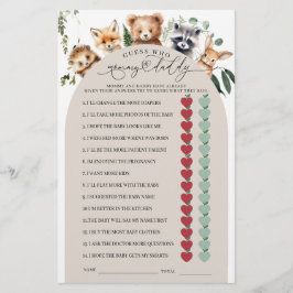 Woodland Dieren Mam of Pap Baby shower Spel