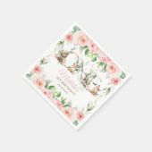 Woodland Dieren Roze Bloemen Meisje 1e Verjaardag Servet (Hoek)