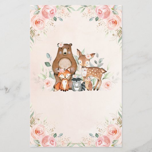 Woodland Dieren Roze Floral Kinderboekspel (Achterkant)