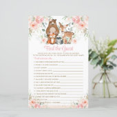 Woodland Dieren Roze Floral Zoek het gastspel (Staand voorkant)