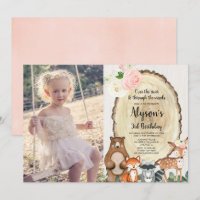 Woodland dieren rustieke bloemen meisje verjaardag