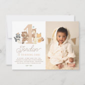 Woodland dieren schattig eerste verjaardag partij kaart (Voorkant)