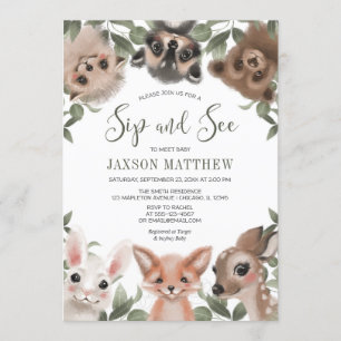 Woodland dieren Snip and See ontmoet baby boy Kaart