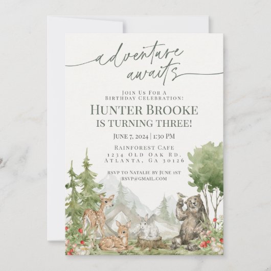 Woodland Dieren Verjaardagsfeestje Woodsy Kaart (Voorkant)