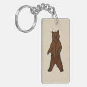 Woodland Drawing Brown Grizzly Beer Sleutelhanger (Voorkant Links)