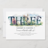 Woodland drie - 3e verjaardag uitnodiging (Voorkant)