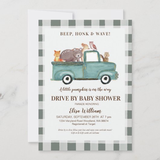 Woodland Drive by Baby shower Invitation Kaart (Voorkant)