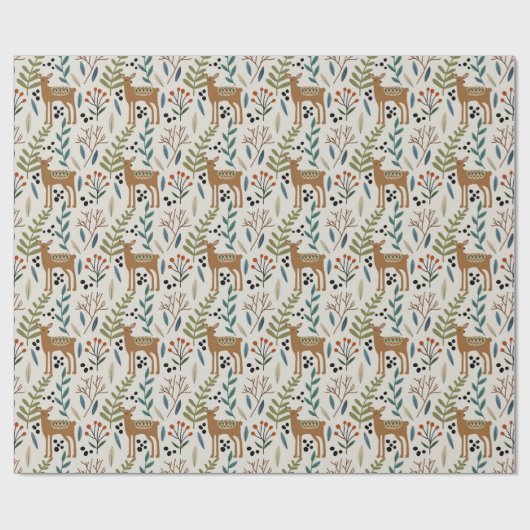 Woodland Earth Tones Deer Pattern Cadeaupapier (Vlak)