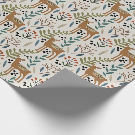 Woodland Earth Tones Deer Pattern Cadeaupapier (Hoek)