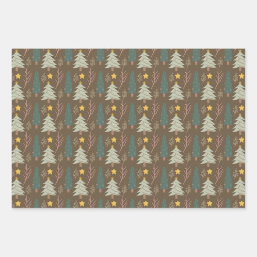Woodland Earth Tones Pattern Holiday Inpakpapier Vel (Voorkant 2)