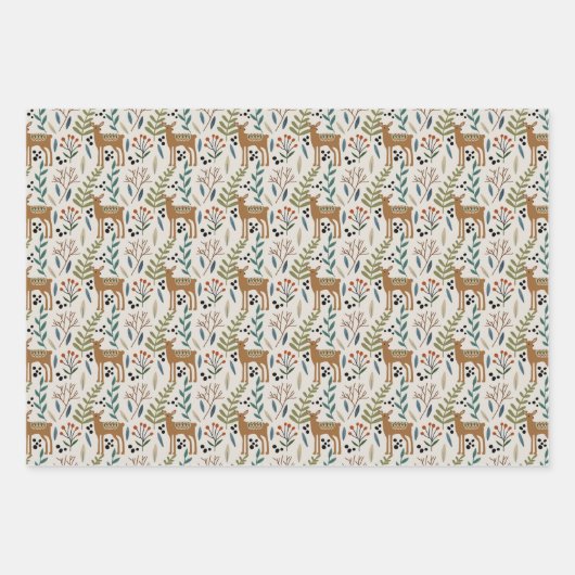 Woodland Earth Tones Pattern Holiday Inpakpapier Vel (Voorkant)