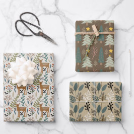 Woodland Earth Tones Pattern Holiday Inpakpapier Vel