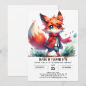 Woodland Editable Fox Birthday Kaart (Voorkant / Achterkant)