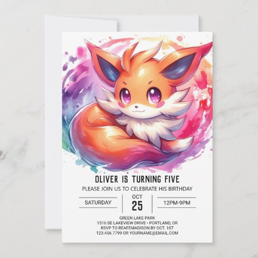 Woodland Editable Fox Birthday Kaart (Voorkant)