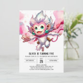 Woodland Editable Monkey Birthday Kaart (Staand voorkant)