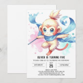 Woodland Editable Monkey Birthday Kaart (Voorkant / Achterkant)