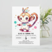 Woodland Editable Monkey Birthday Kaart (Staand voorkant)