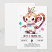 Woodland Editable Monkey Birthday Kaart (Voorkant / Achterkant)